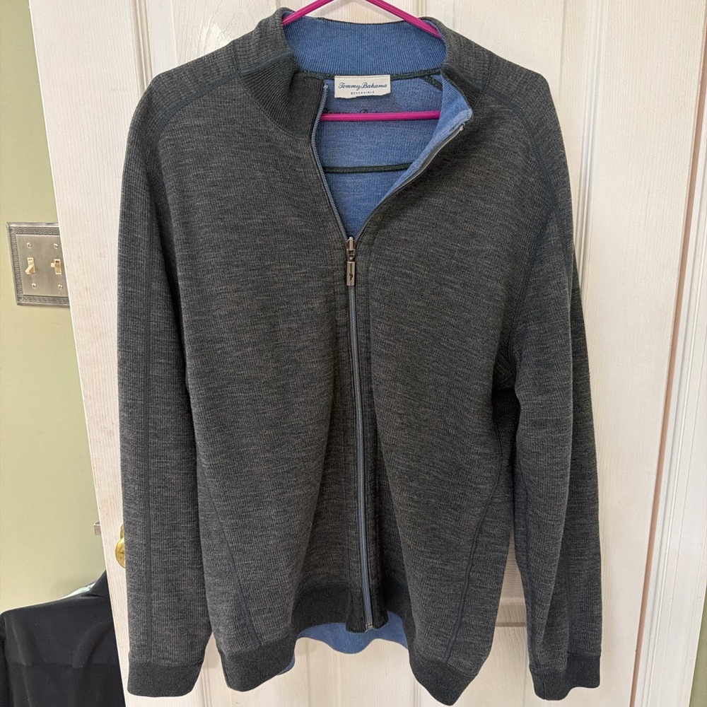 Tommy Bahama Charcoal Zip-Up Men's Sweater